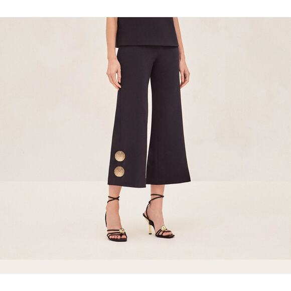 Alexis Pants - NWT Alexis Rich Pant Mid Rise Flared Gold-toned Coin Workwear Crop Black Size XS